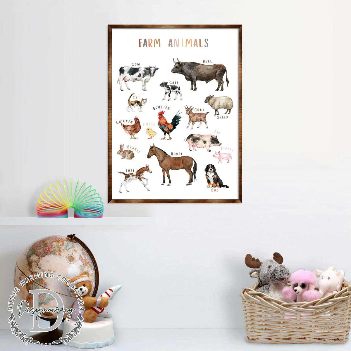 Farm Animals - Wooden Kids Room Decor - First day of school gift - ABC 123 Kids - Montessori Homeschool wooden poster I Educational Poster - Classroom Decor - 310215
