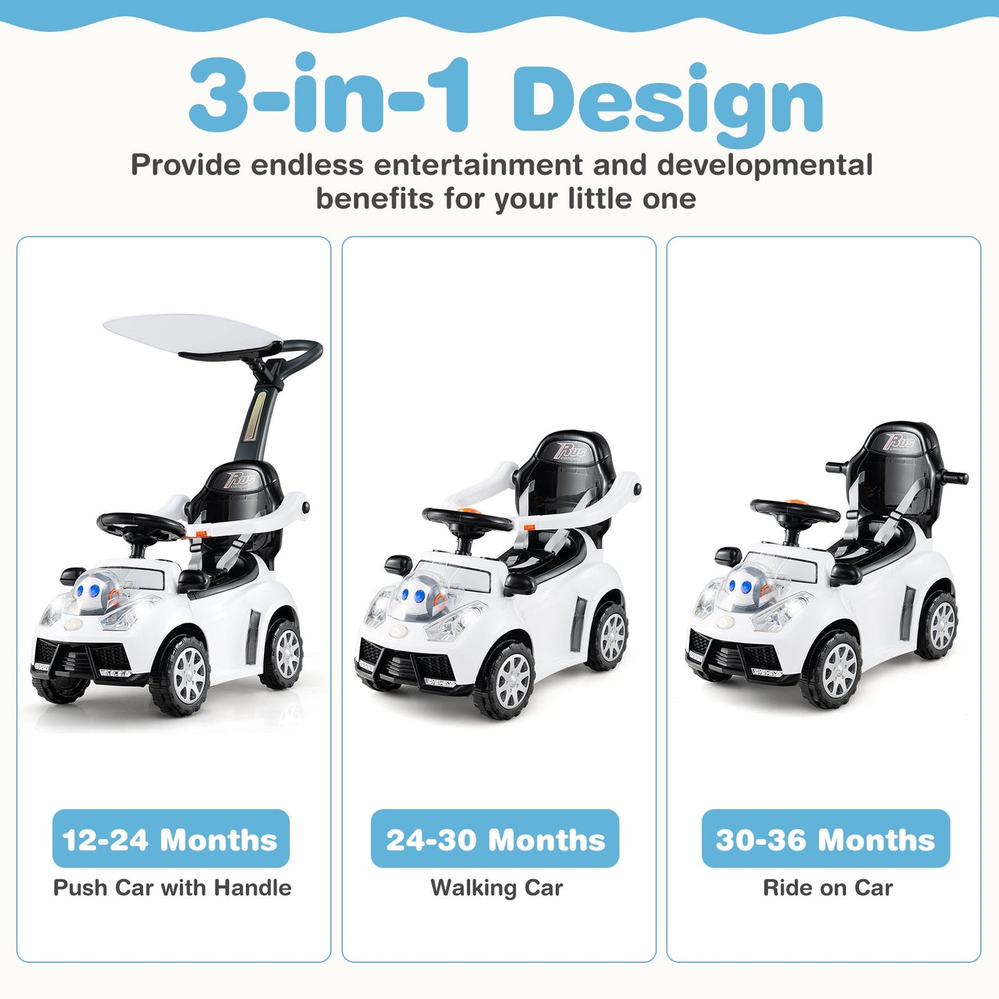 3 in 1 Push Car for Toddler Stroller Sliding Walking Car for Boys and Girls