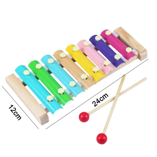 Hot Kids Montessori Wooden Toys – Macaron Blocks, Colorful Graphic Rattle, Educational Music Toy for Babies