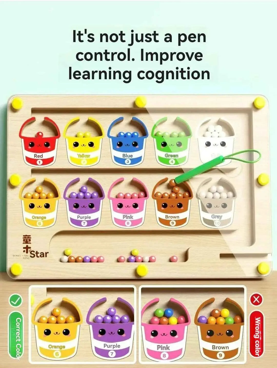 Children's Magnetic Maze Walking Ball Baby Concentration Training, Writing Logic Thinking 3 year Old Early Education Puzzle To