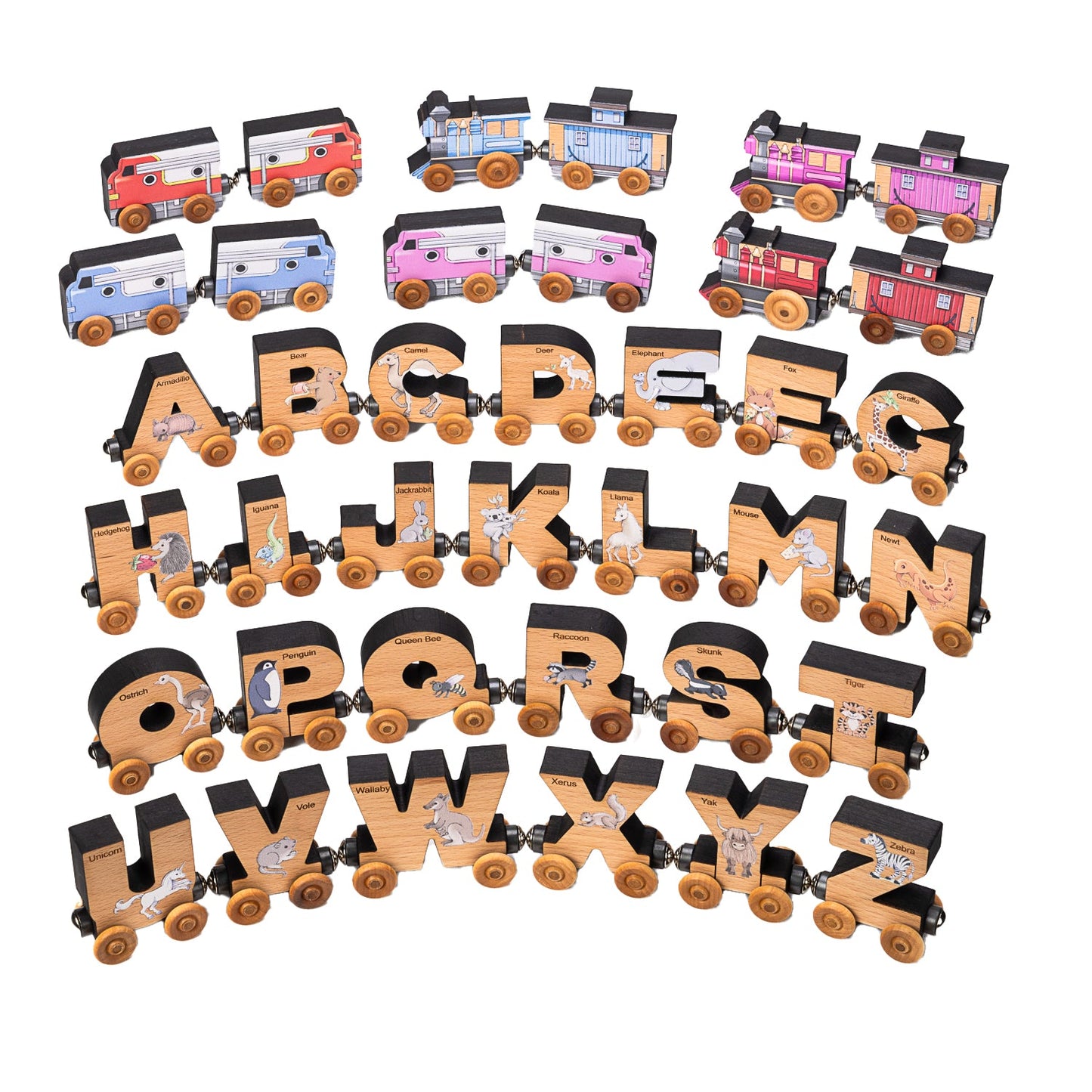 Magnetic Personalized Letter Train with Organic Cotton Bag