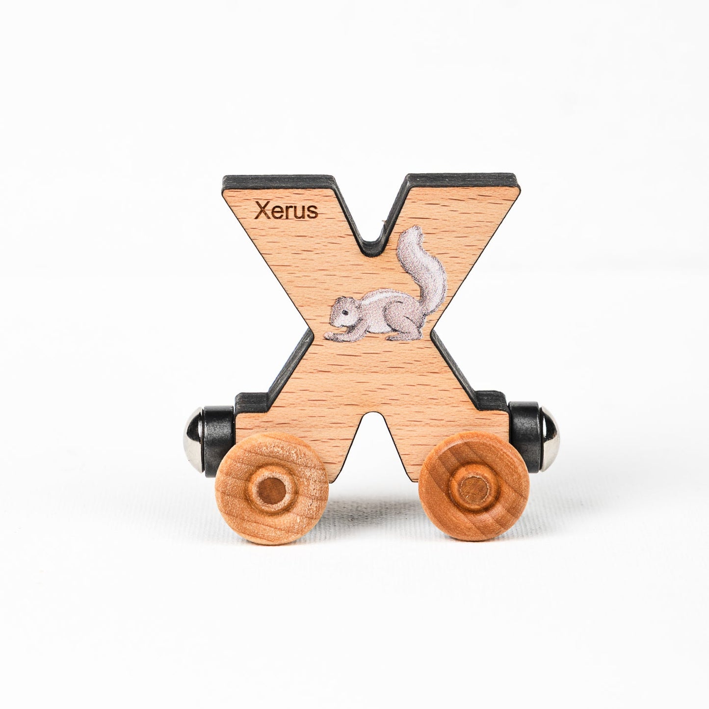 Magnetic Personalized Letter Train with Organic Cotton Bag