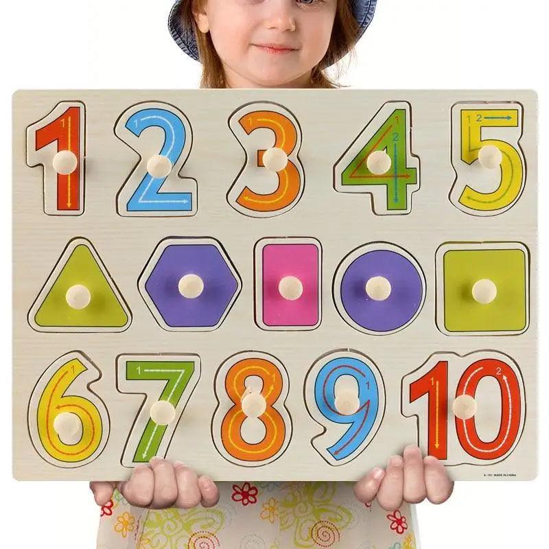 Montessori Wooden Puzzles Hand Grab Boards Toys Tangram Baby Educational Toys Cartoon Vehicle Animals Fruits 3D Puzzles