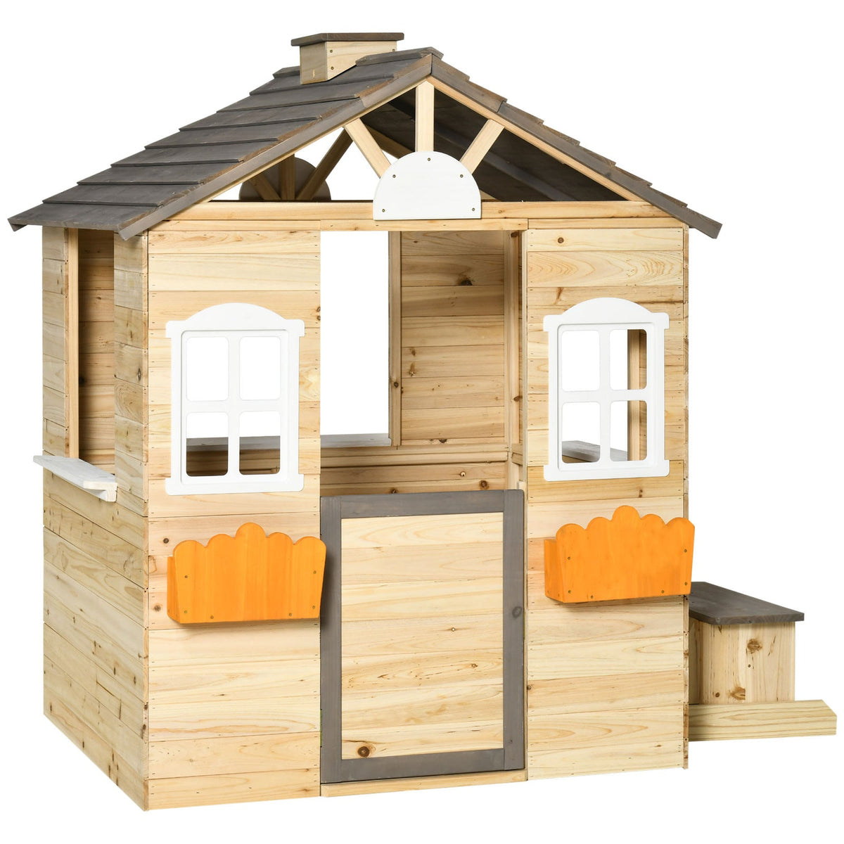 Wooden Outdoor Playhouse for Kids Garden Pretend Play and Adventure Cottage